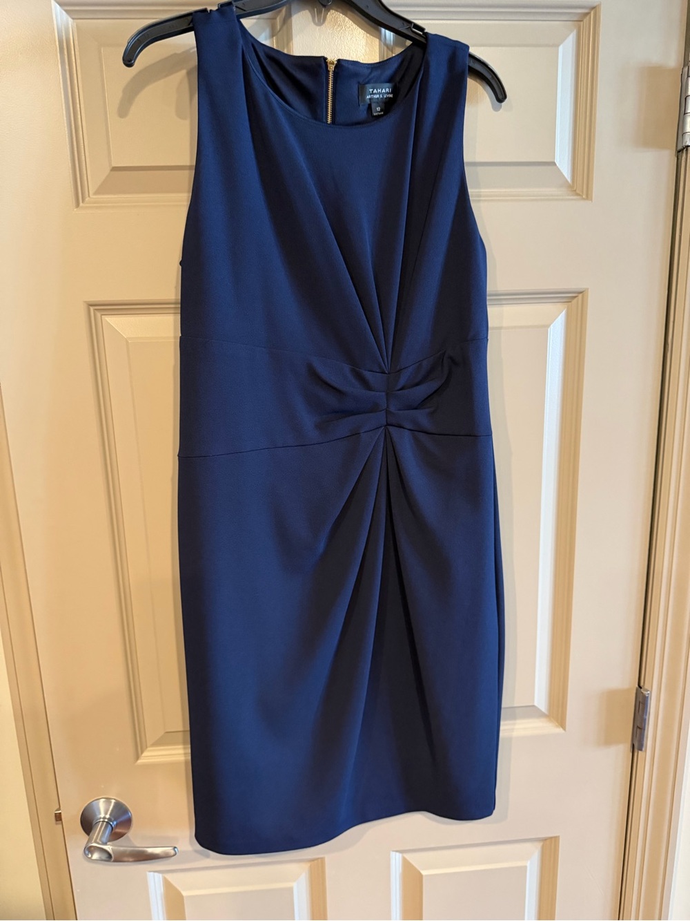 Tahari Twist-Front Midi Dress in Navy